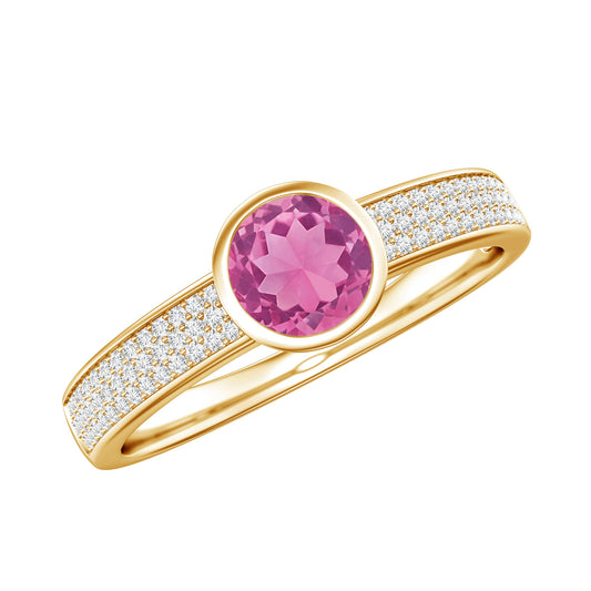 0.4 Carat Solitaire Pink Tourmaline and Diamond Engagement Ring