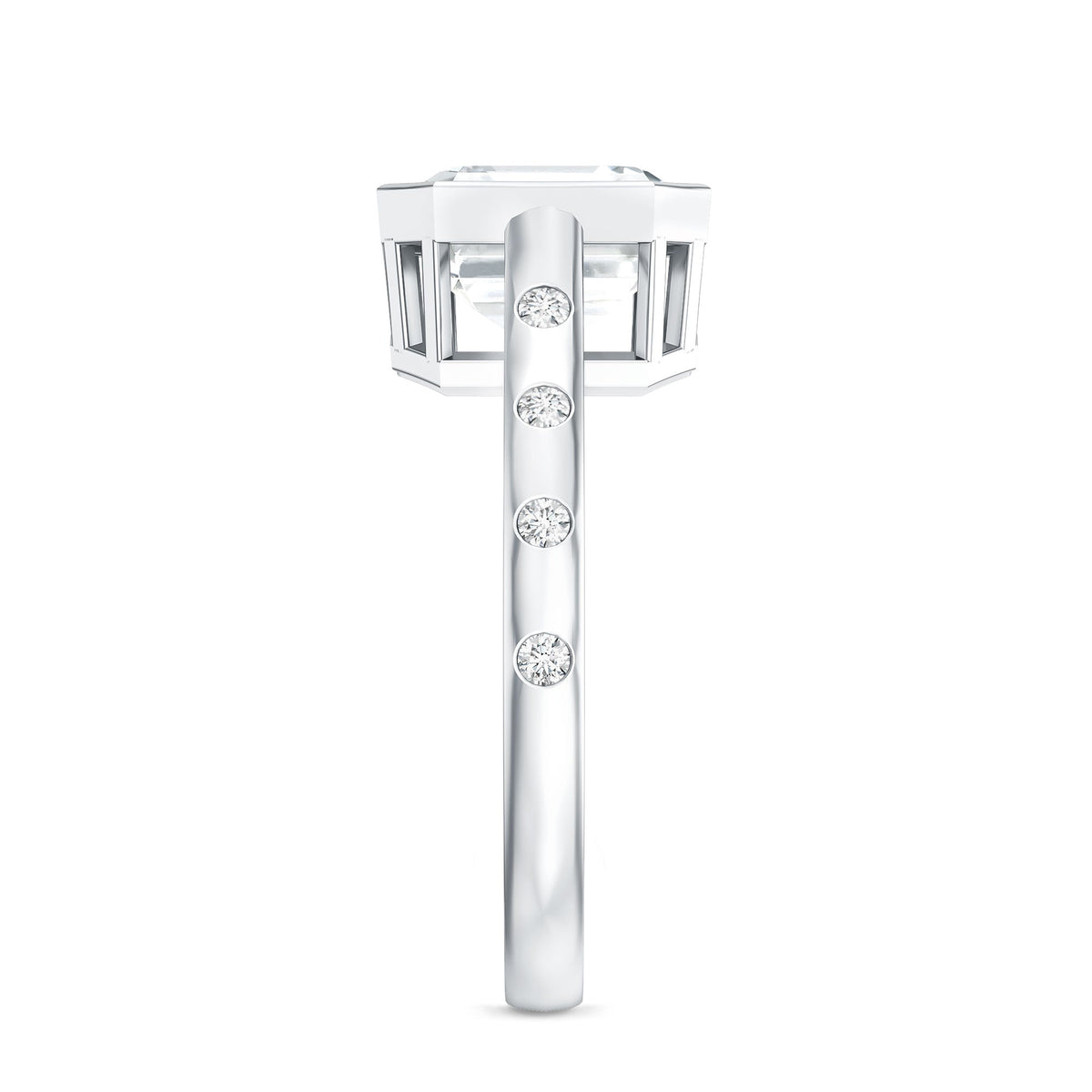 Solitaire Moissanite Asscher Cut Engagement Ring in Bezel Setting