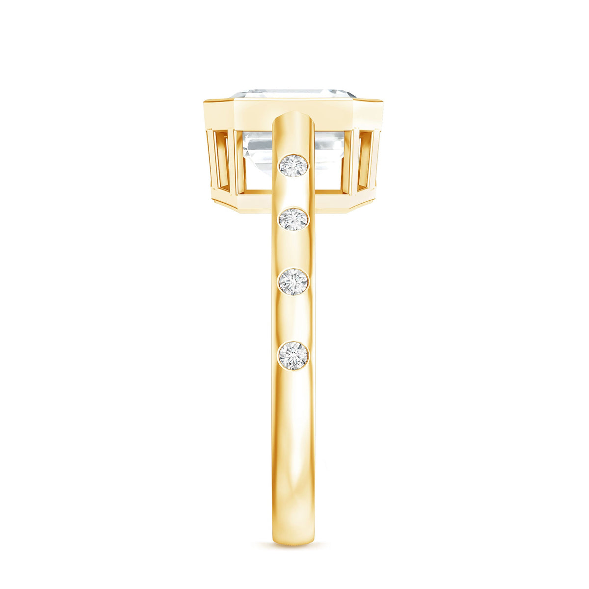 Solitaire Moissanite Asscher Cut Engagement Ring in Bezel Setting