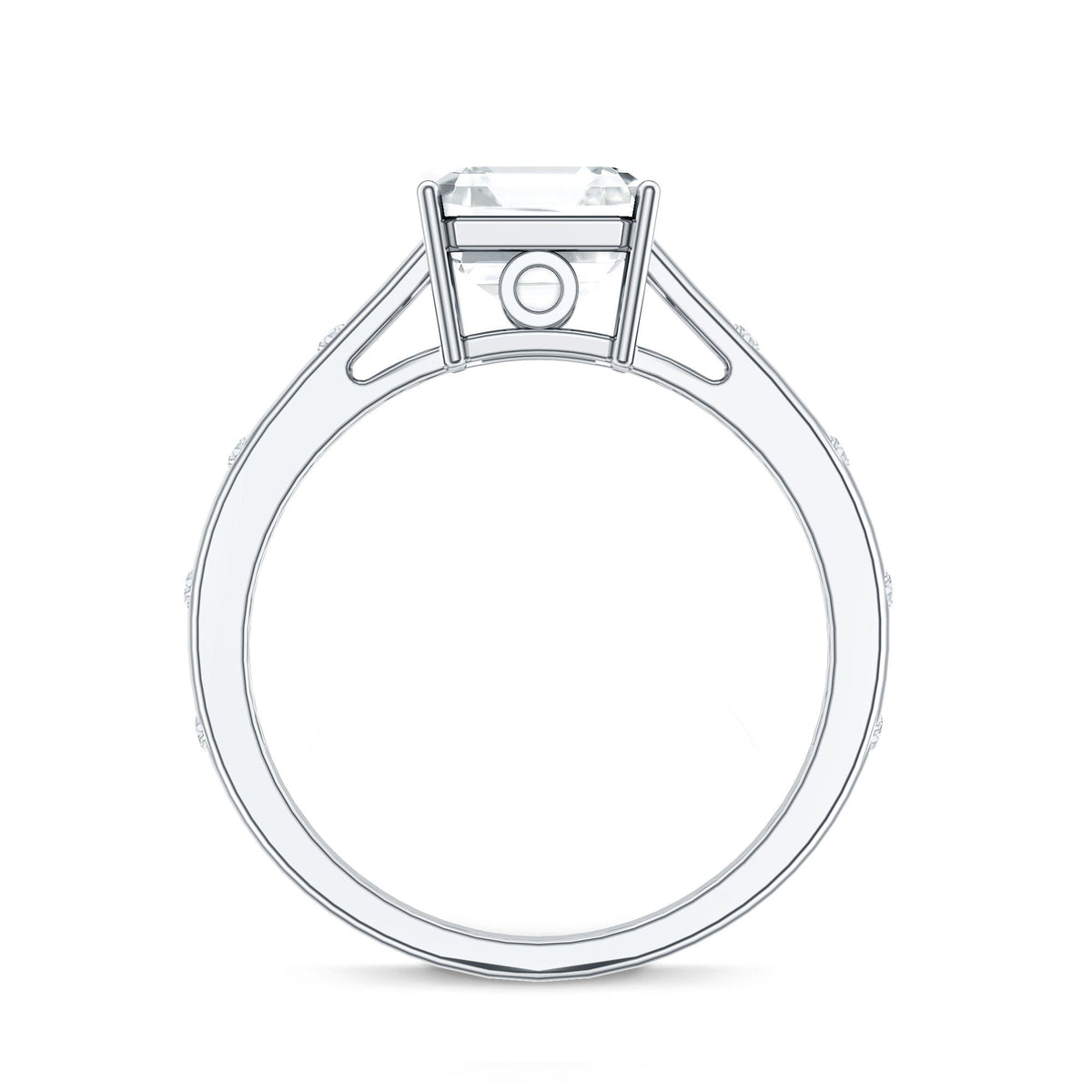 Asscher Cut Moissanite Solitaire Engagement Ring with Certificate
