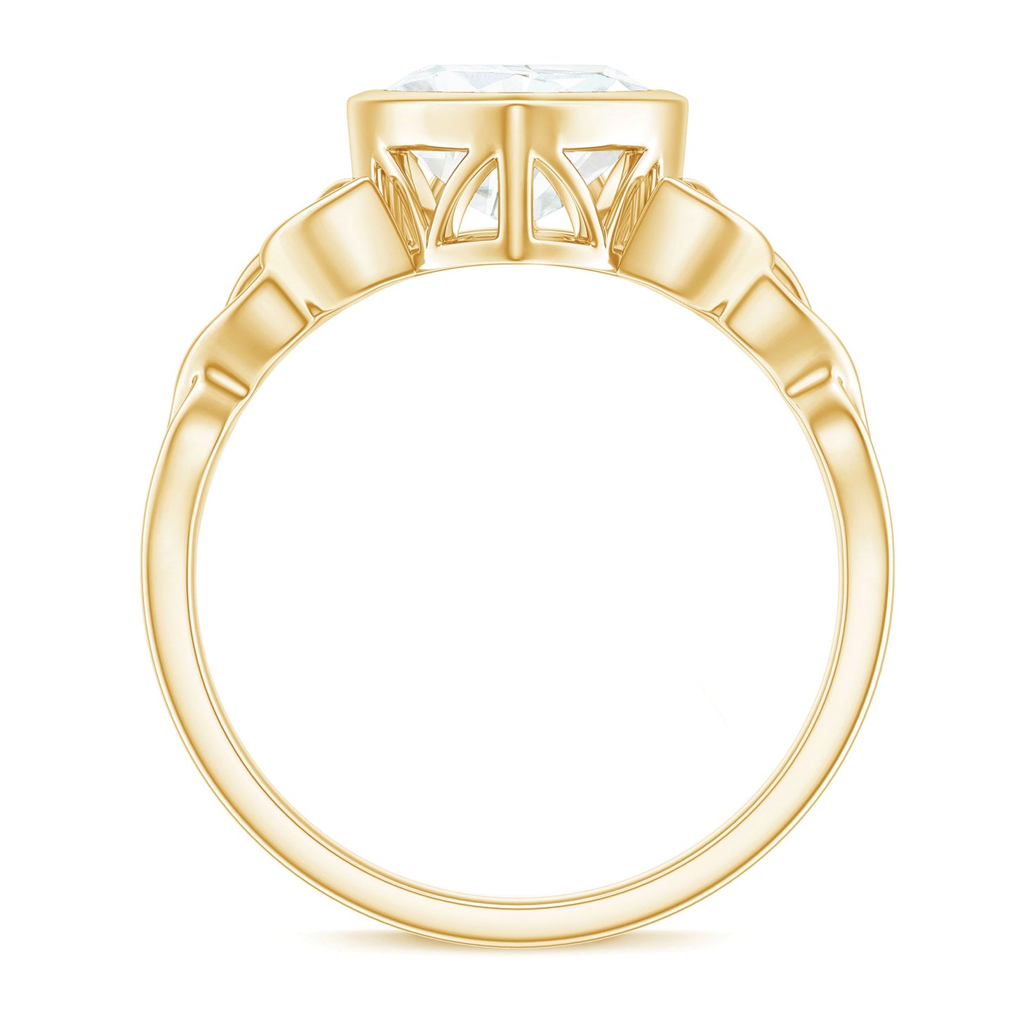 Heart Shape Moissanite Knot Engagement Ring in Bezel Setting