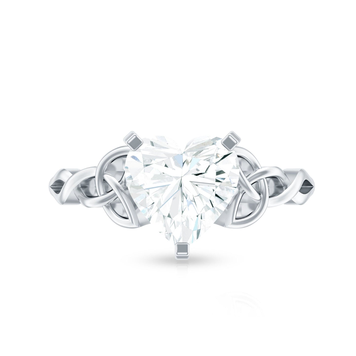 2 CT Heart Shaped Moissanite Celtic Knot Engagement Ring