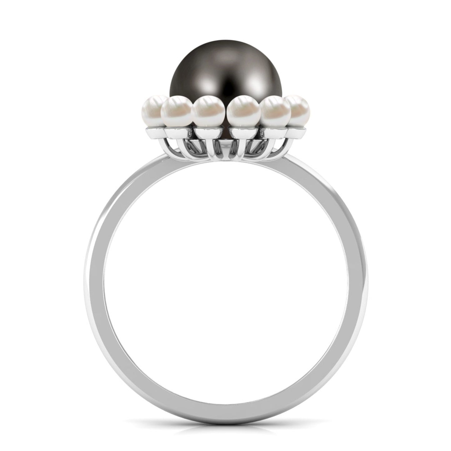 Designer 7.5 Carat Black and White Pearl Half Halo Engagement Ring