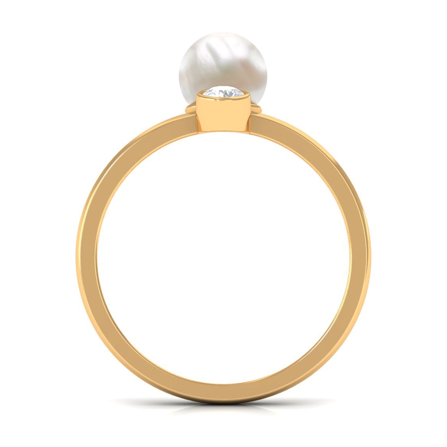 Freshwater Pearl Toi Et Moi Ring with Diamond