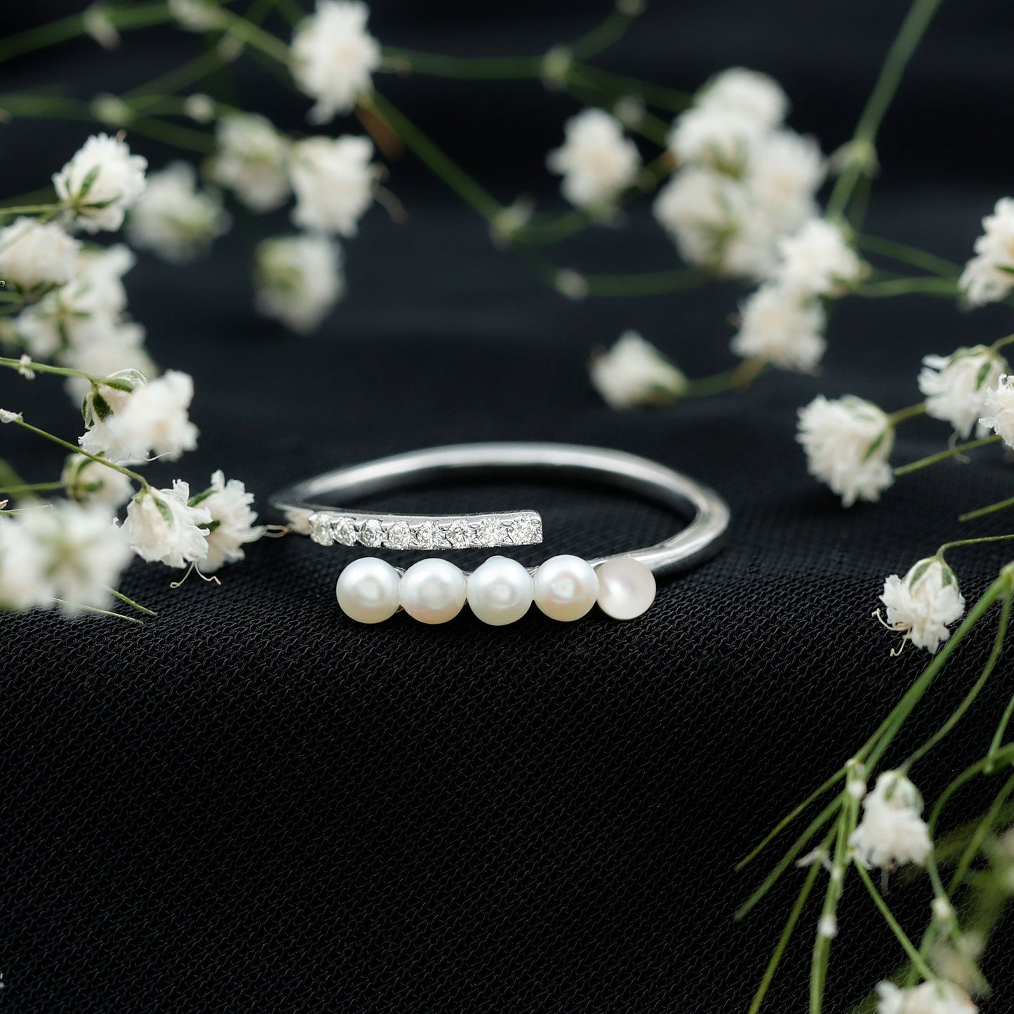 Cultured Freshwater Pearl Diamond Wrap Ring for Women