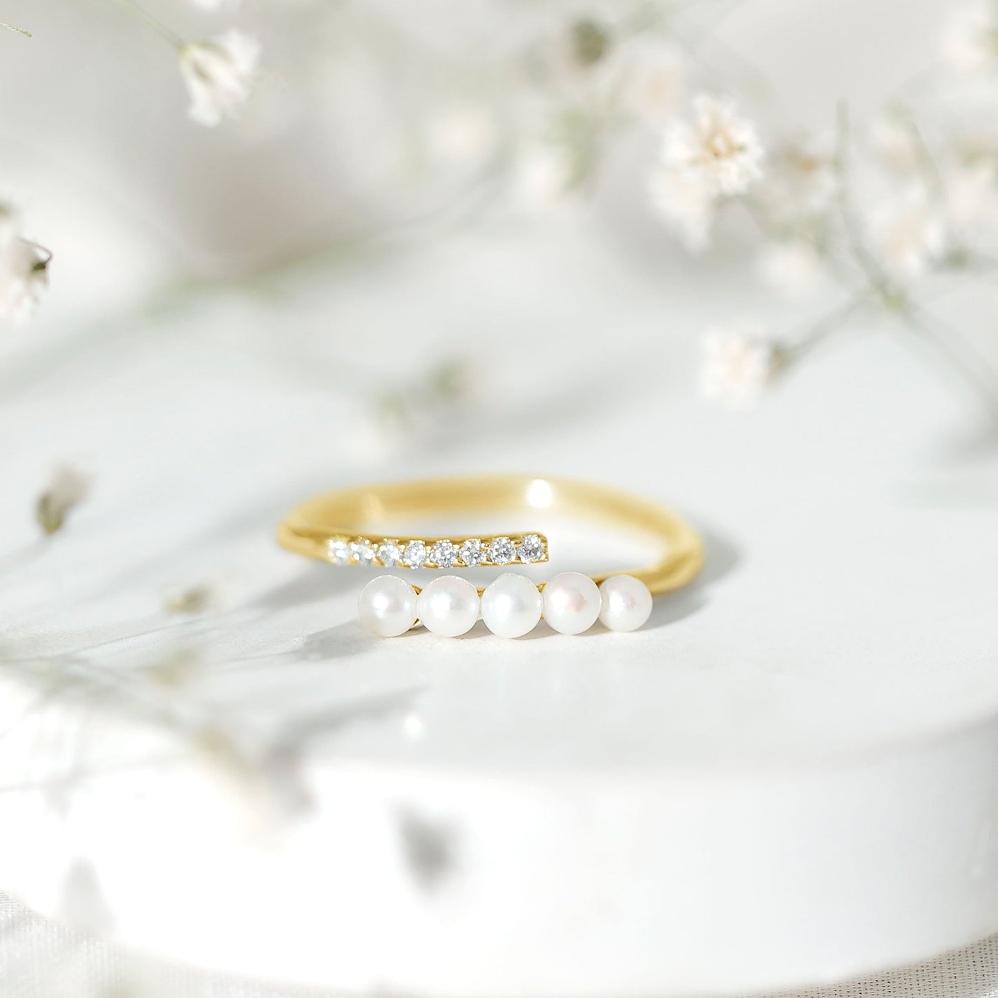 Cultured Freshwater Pearl Diamond Wrap Ring for Women