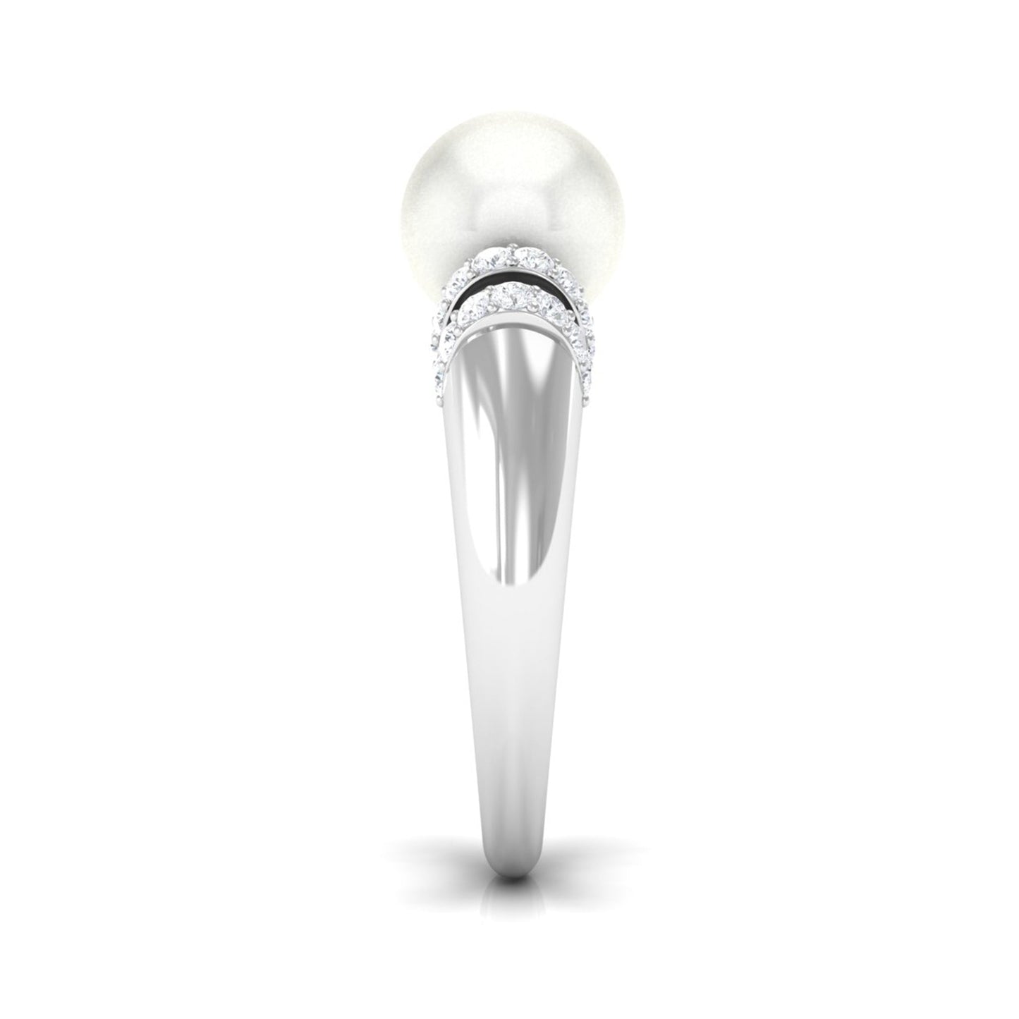 7.48 Carat Freshwater Pearl Solitaire Engagement Ring with Diamond