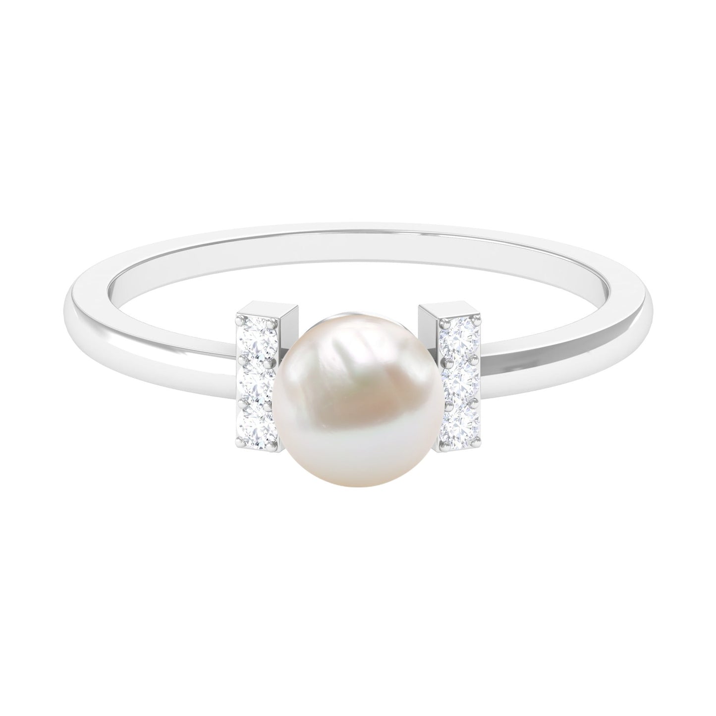 Cultured 2.2 Carat Freshwater Pearl Solitaire Engagement Ring with Diamond