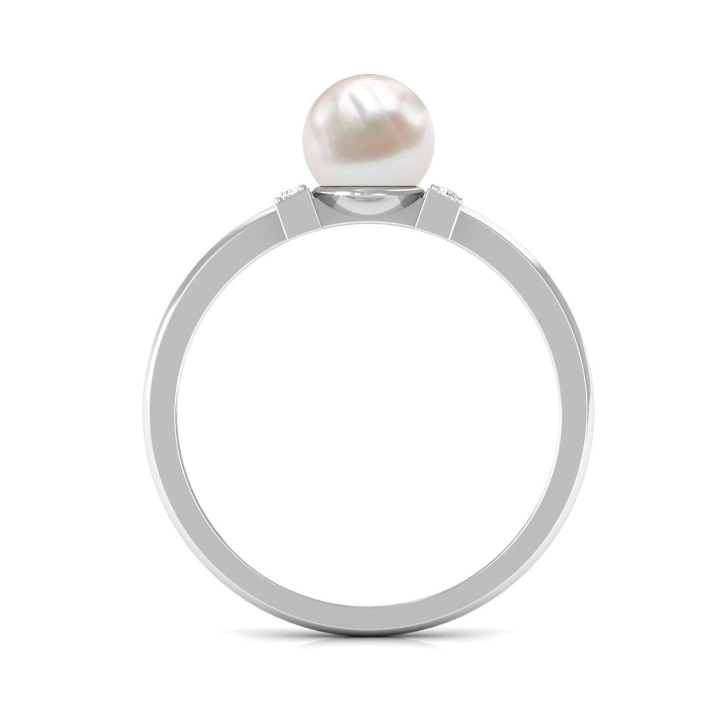 Cultured 2.2 Carat Freshwater Pearl Solitaire Engagement Ring with Diamond