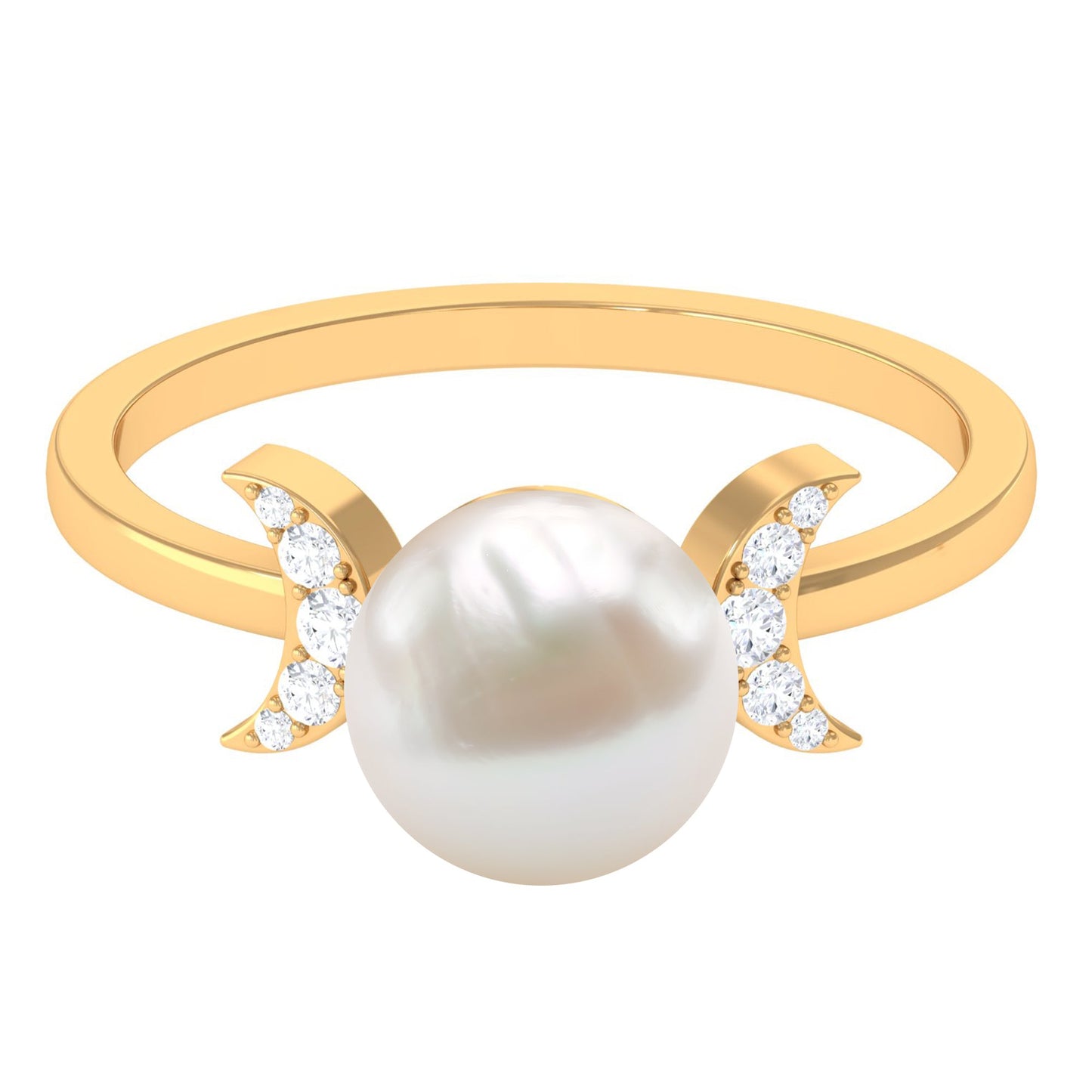 Natural 7.4 Carat Freshwater Pearl Solitaire Engagement Ring with Diamond