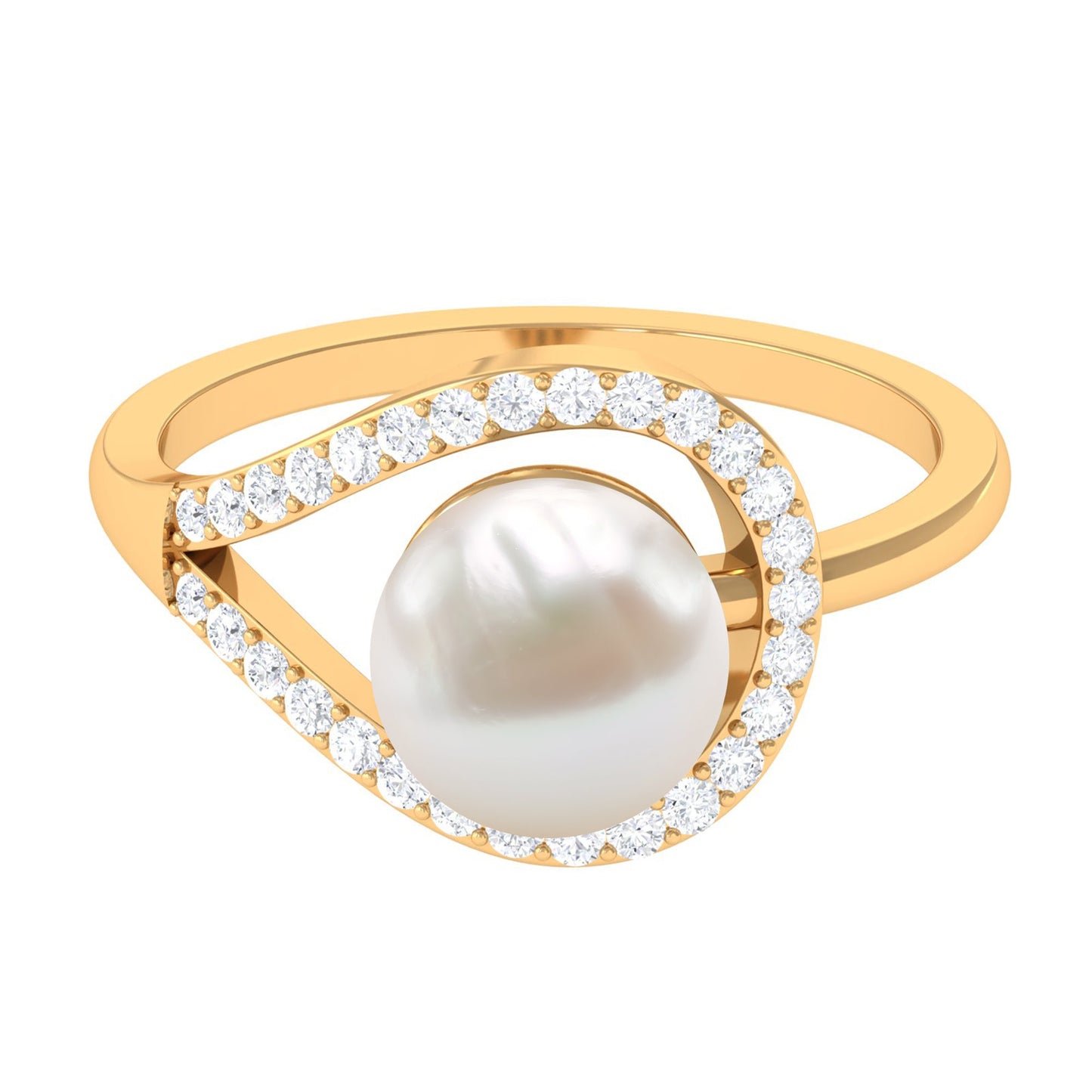 7.48 Carat Freshwater Pearl Engagement Ring with Diamond