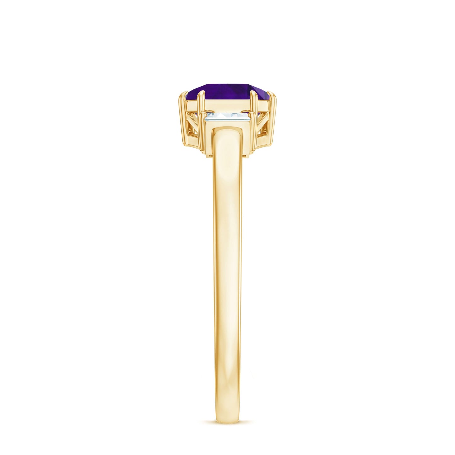 Natural 1.3 Carat Amethyst Asscher Cut Engagement Ring with Diamond