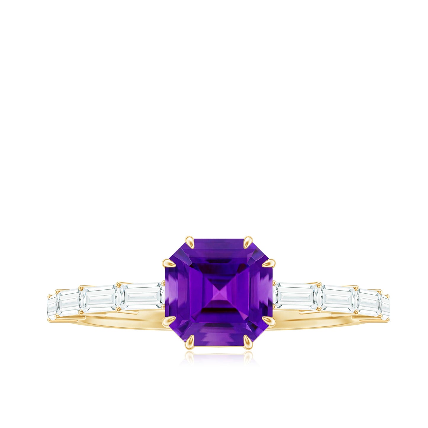 3 Carat Amethyst Asscher Cut Engagement Ring with Diamond