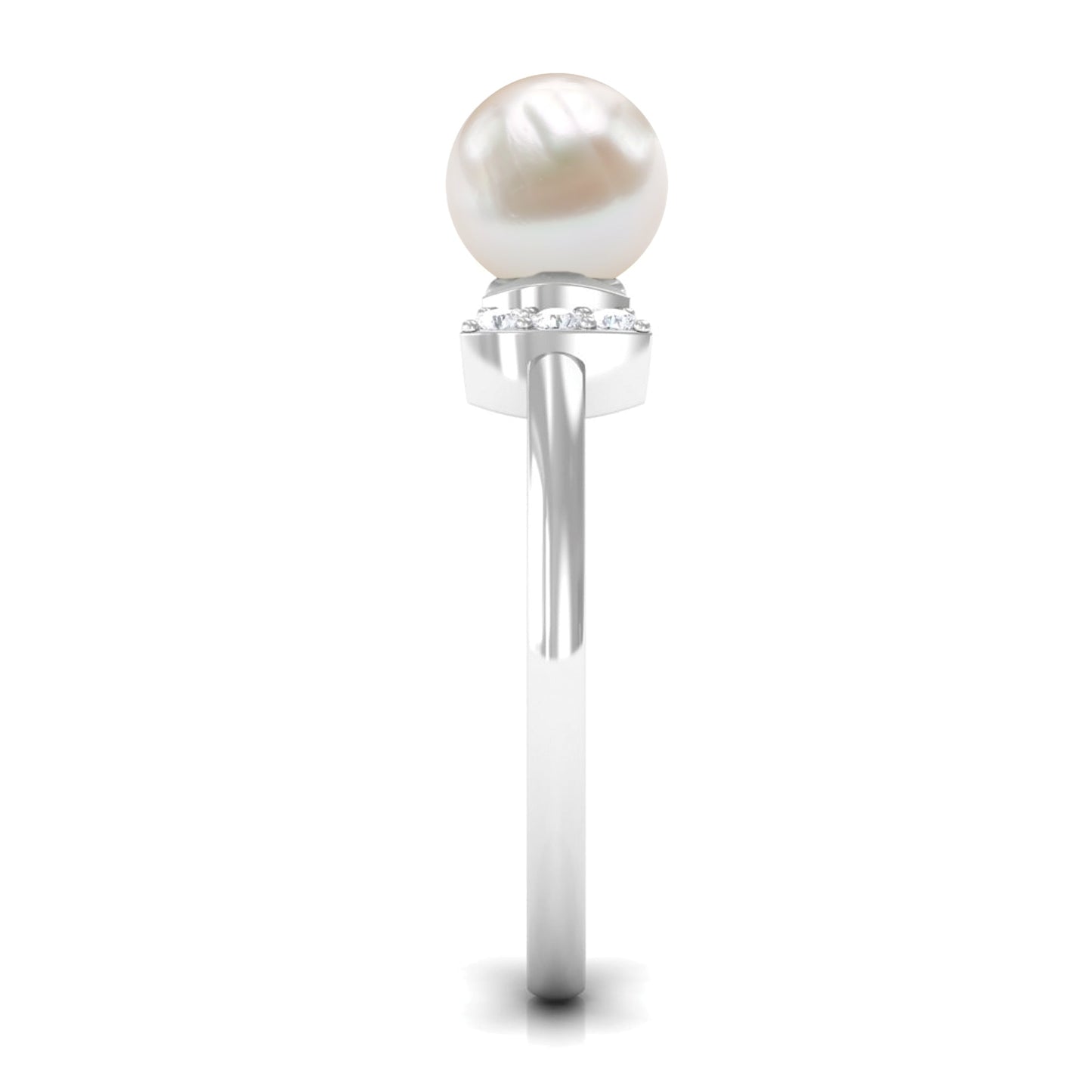 Natural 2 Carat Freshwater Pearl Diamond Engagement Ring with Bow