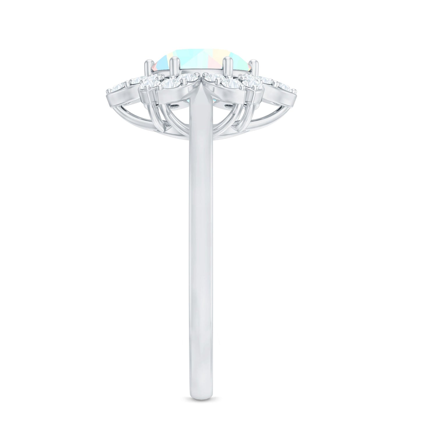 2 Carat Round Shape Ethiopian Opal Floral Engagement Ring with Diamond