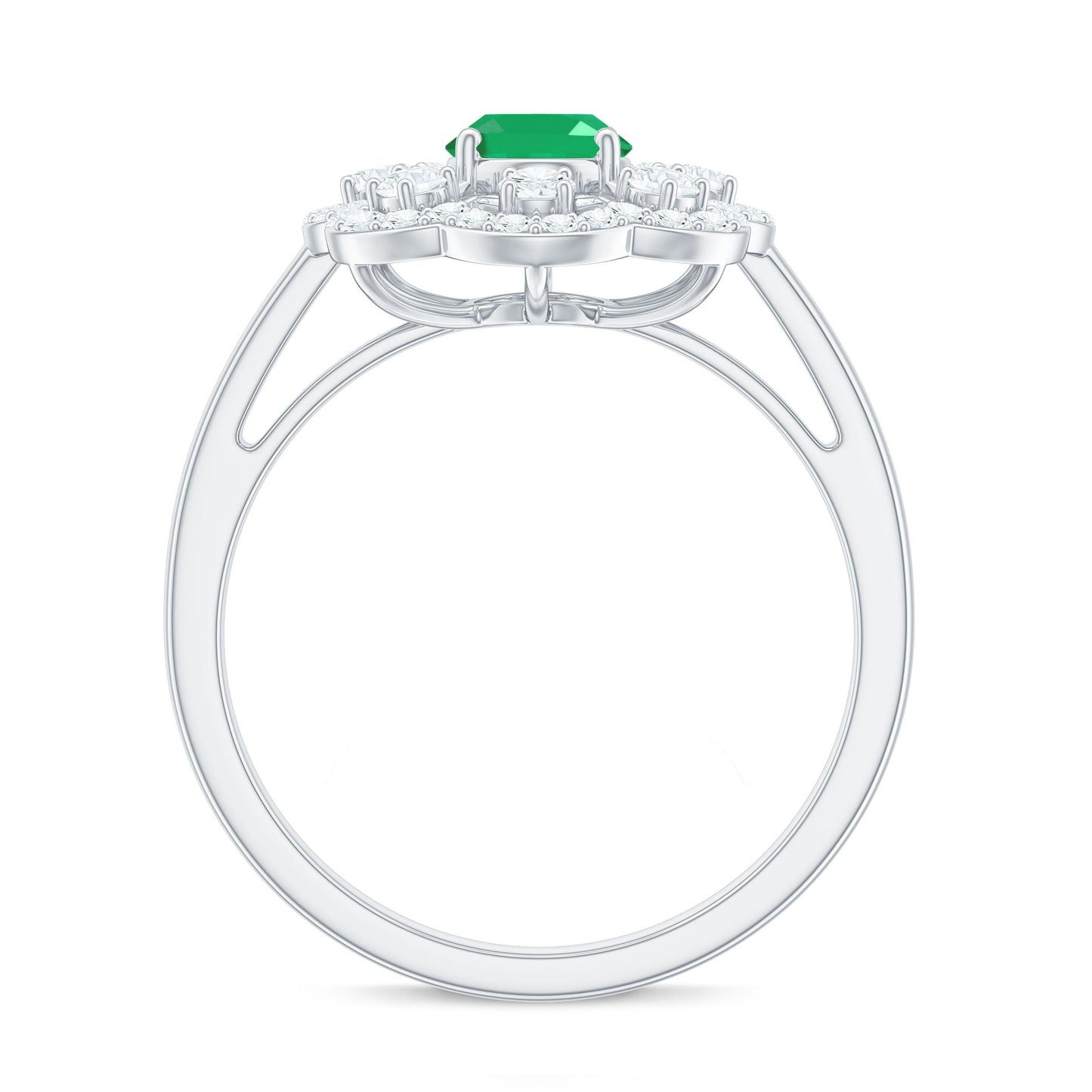 0.7 Carat Oval Emerald Designer Engagement Ring with Diamond