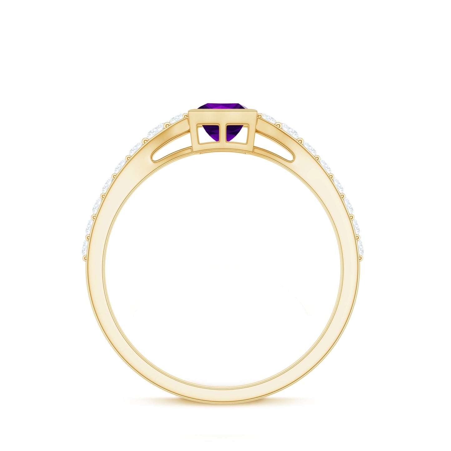 1.2 Carat Bezel Set Amethyst Solitaire Promise Ring with Diamond