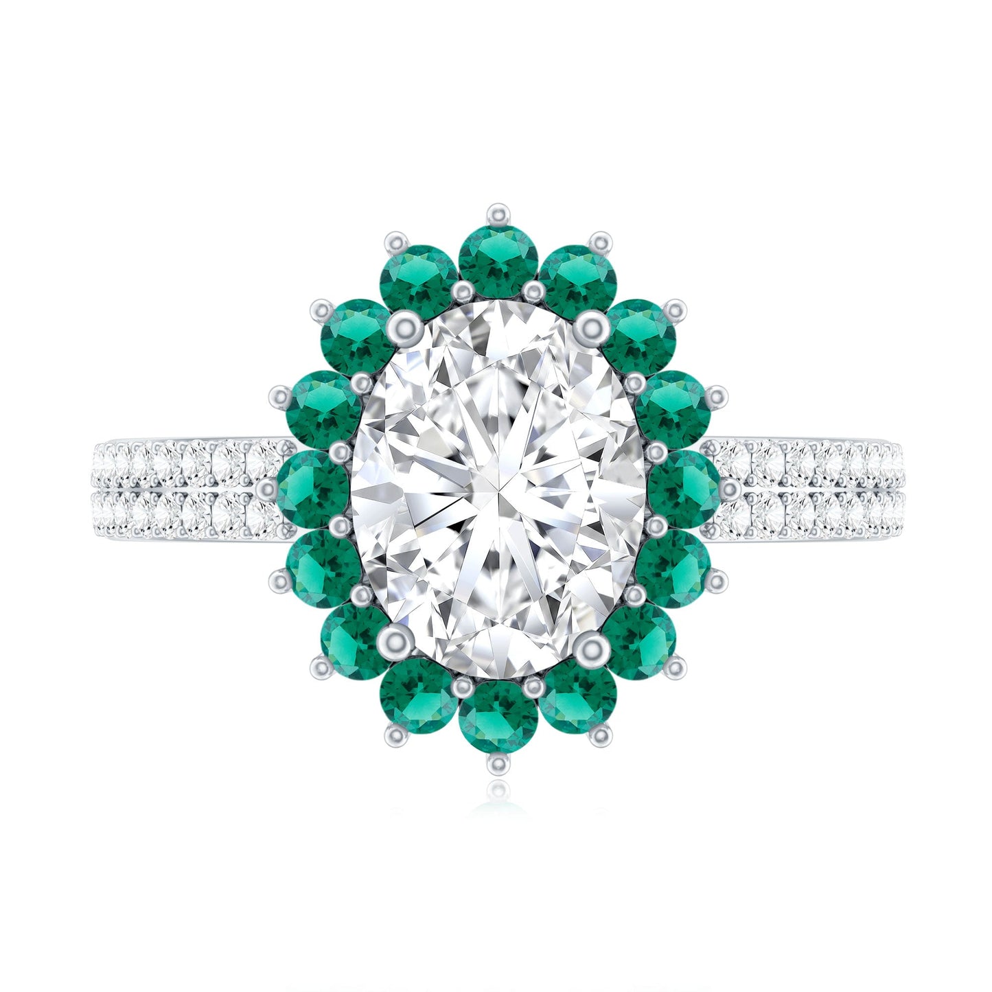Certified 2 Carat Lab Grown Diamond Engagement Ring with Emerald Halo