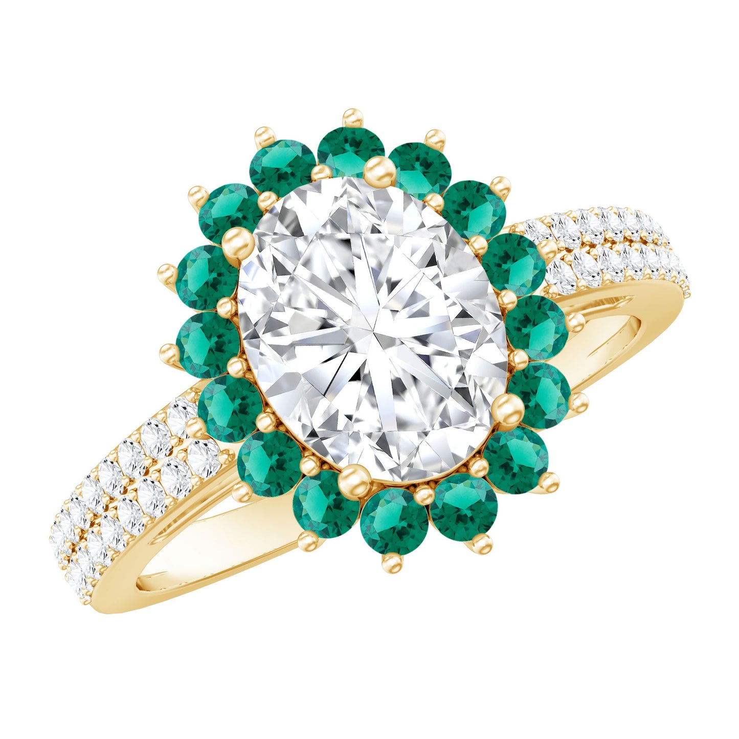 Certified 2 Carat Lab Grown Diamond Engagement Ring with Emerald Halo