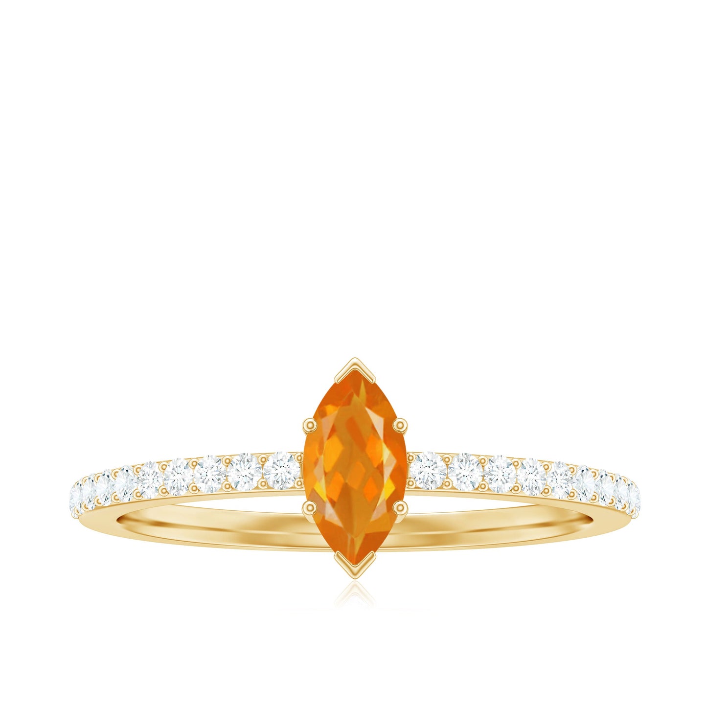 0.3 Carat Fire Opal Marquise Engagement Ring with Diamond