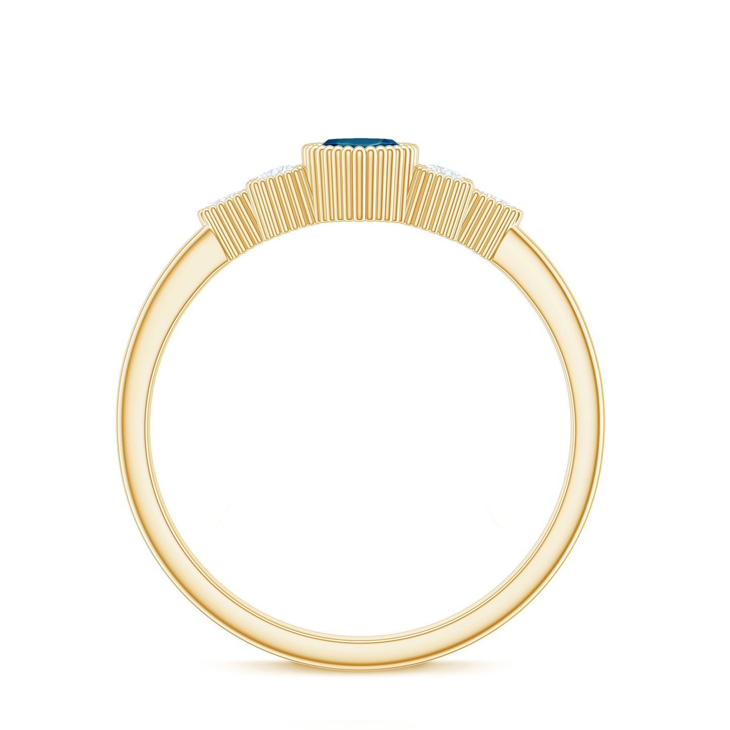 London Blue Topaz Marquise Engagement Ring with Diamond Trio