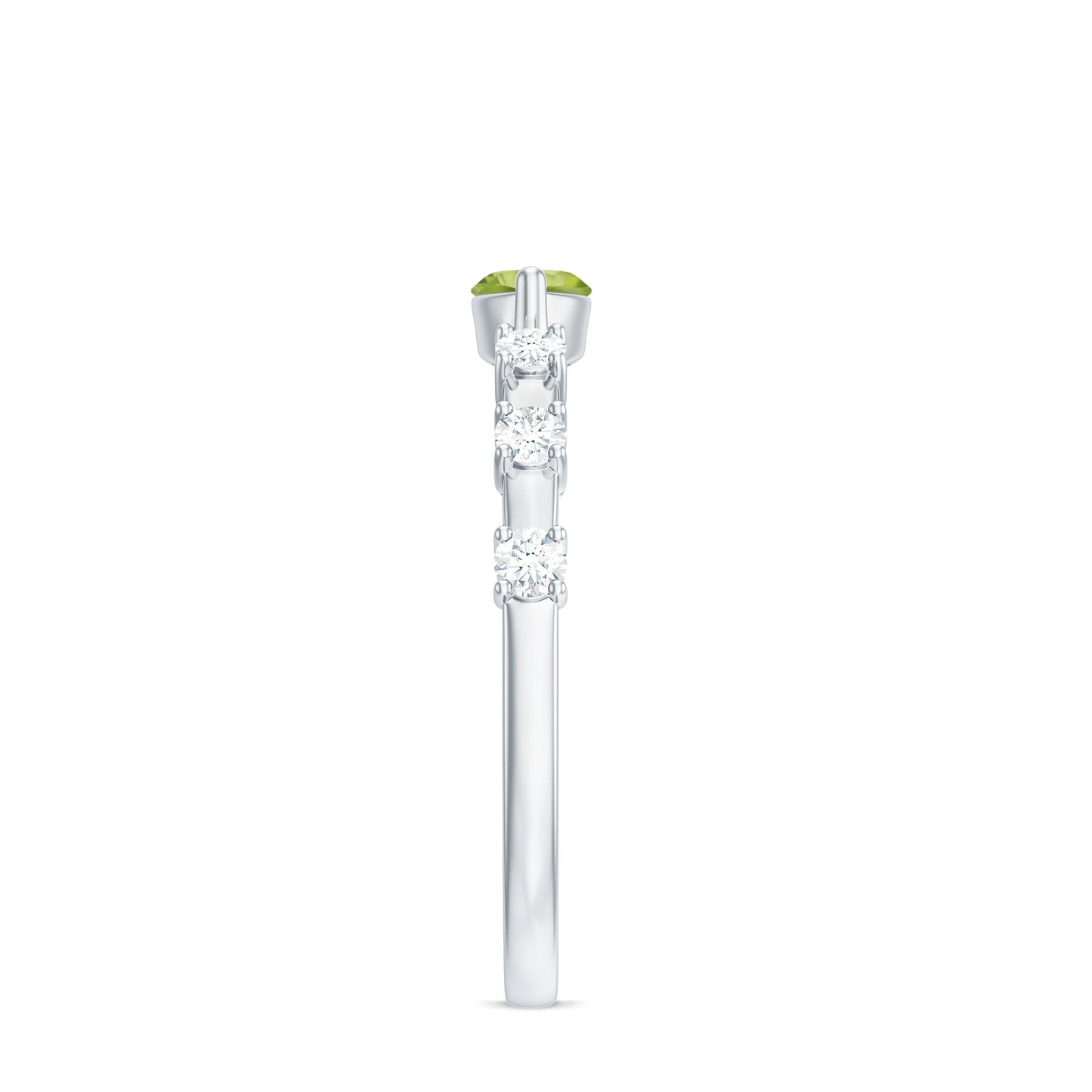 0.75 Carat Peridot East West Ring with Diamond Accent