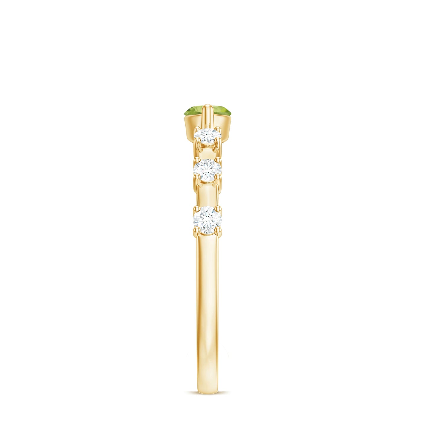 0.75 Carat Peridot East West Ring with Diamond Accent