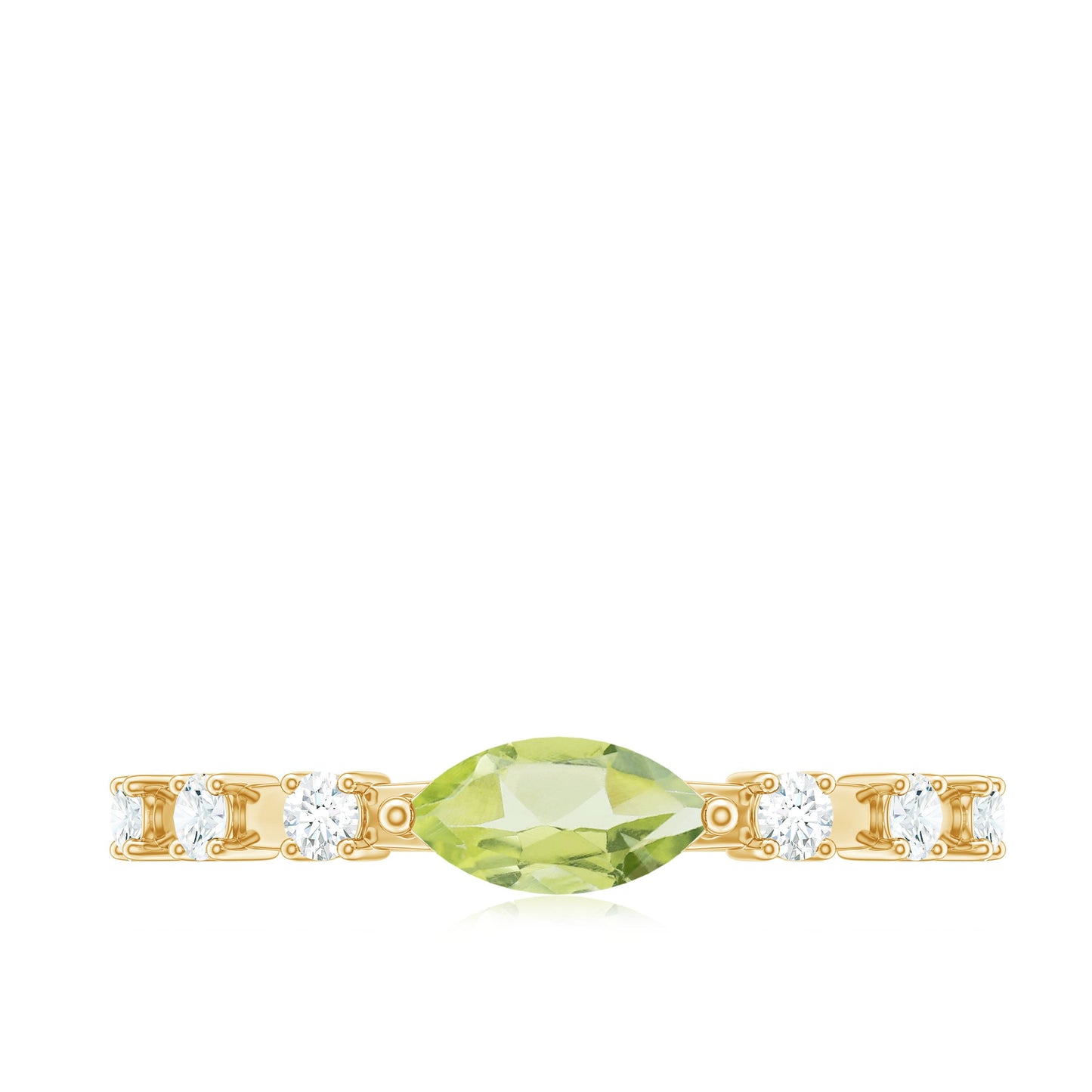 0.75 Carat Peridot East West Ring with Diamond Accent