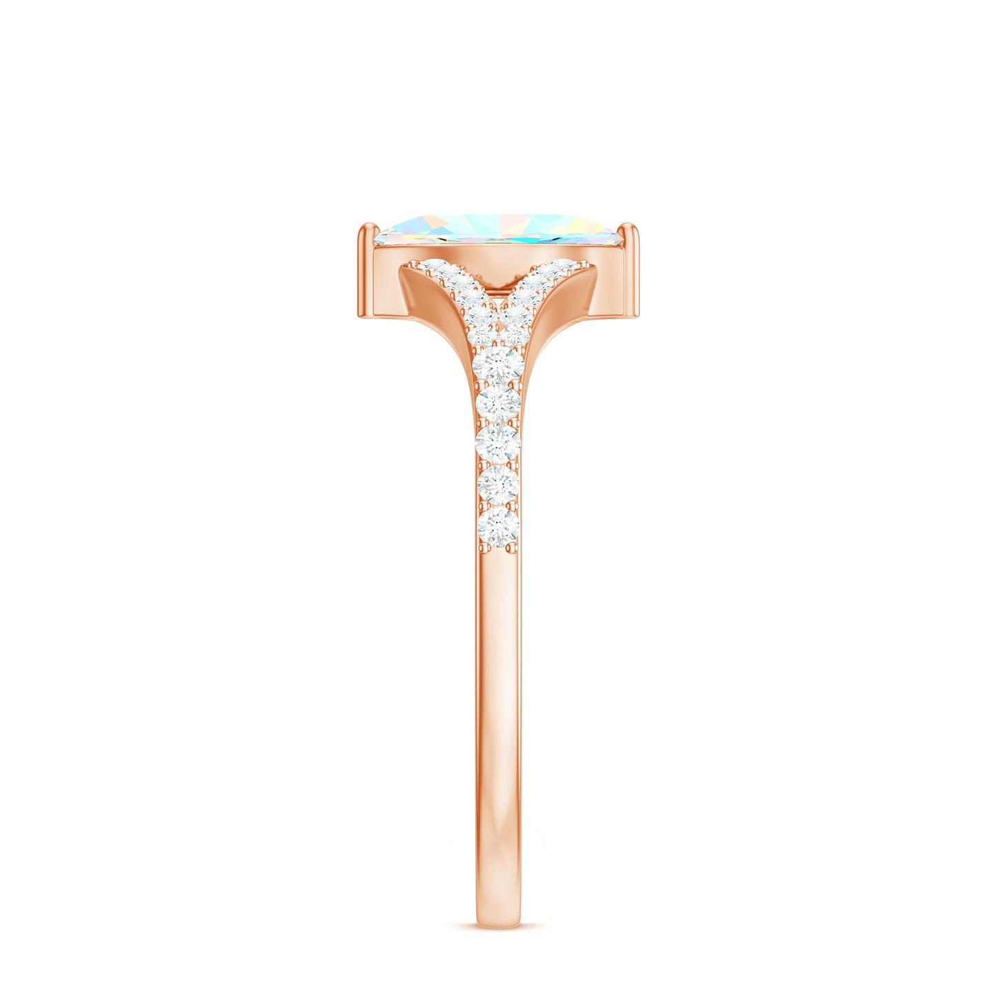 Natural Opal Marquise Engagement Ring with Diamond Split Shank