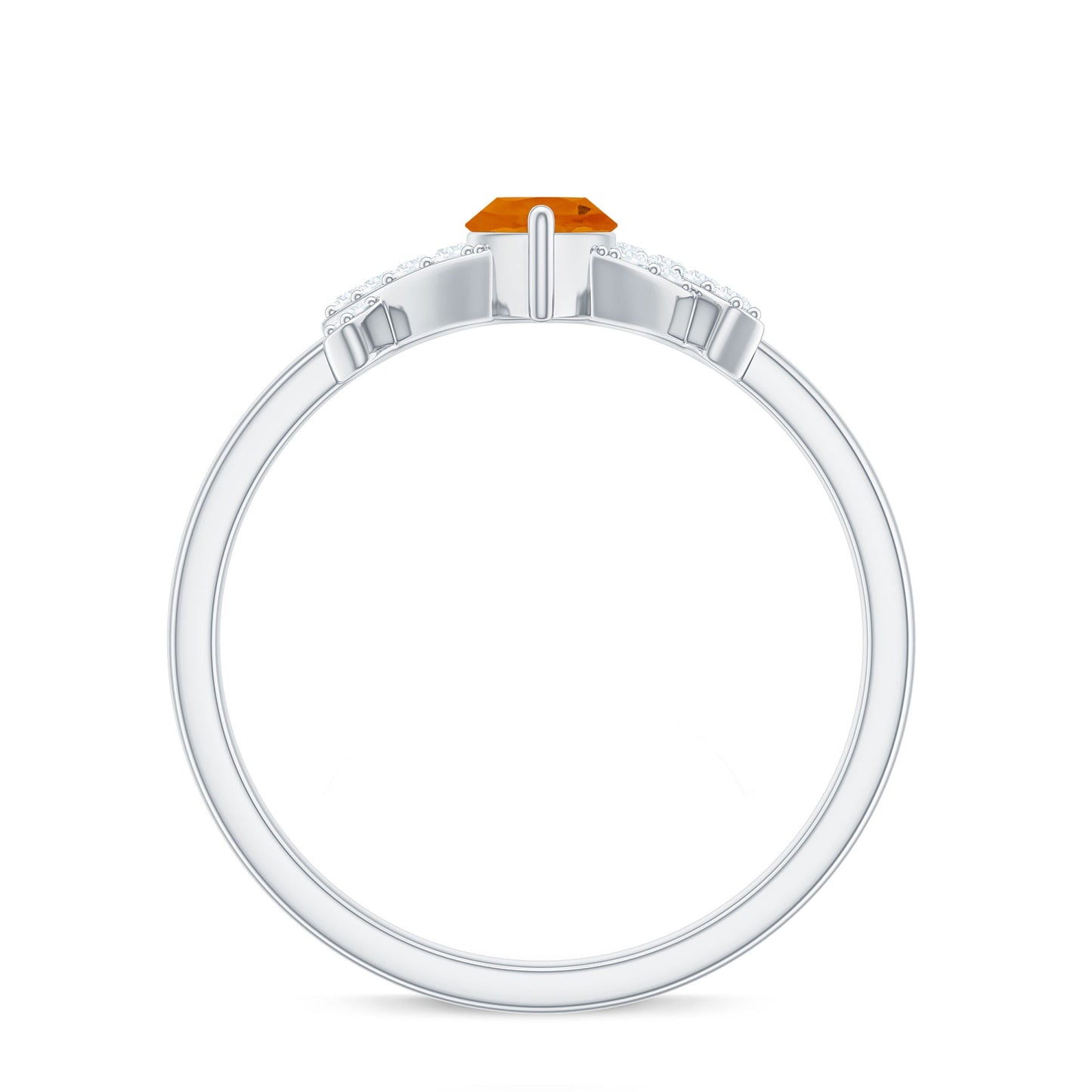0.3 Carat Fire Opal Marquise Solitaire Ring with Diamond