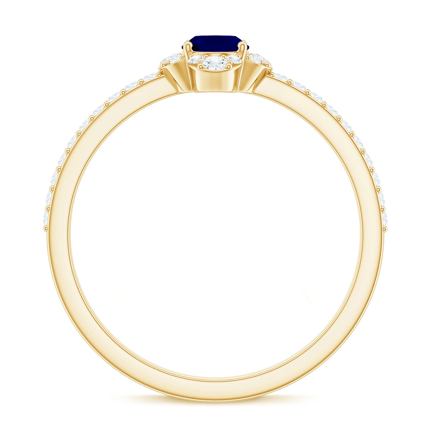 Natural 0.6 Carat Blue Sapphire Oval Engagement Ring with Diamond