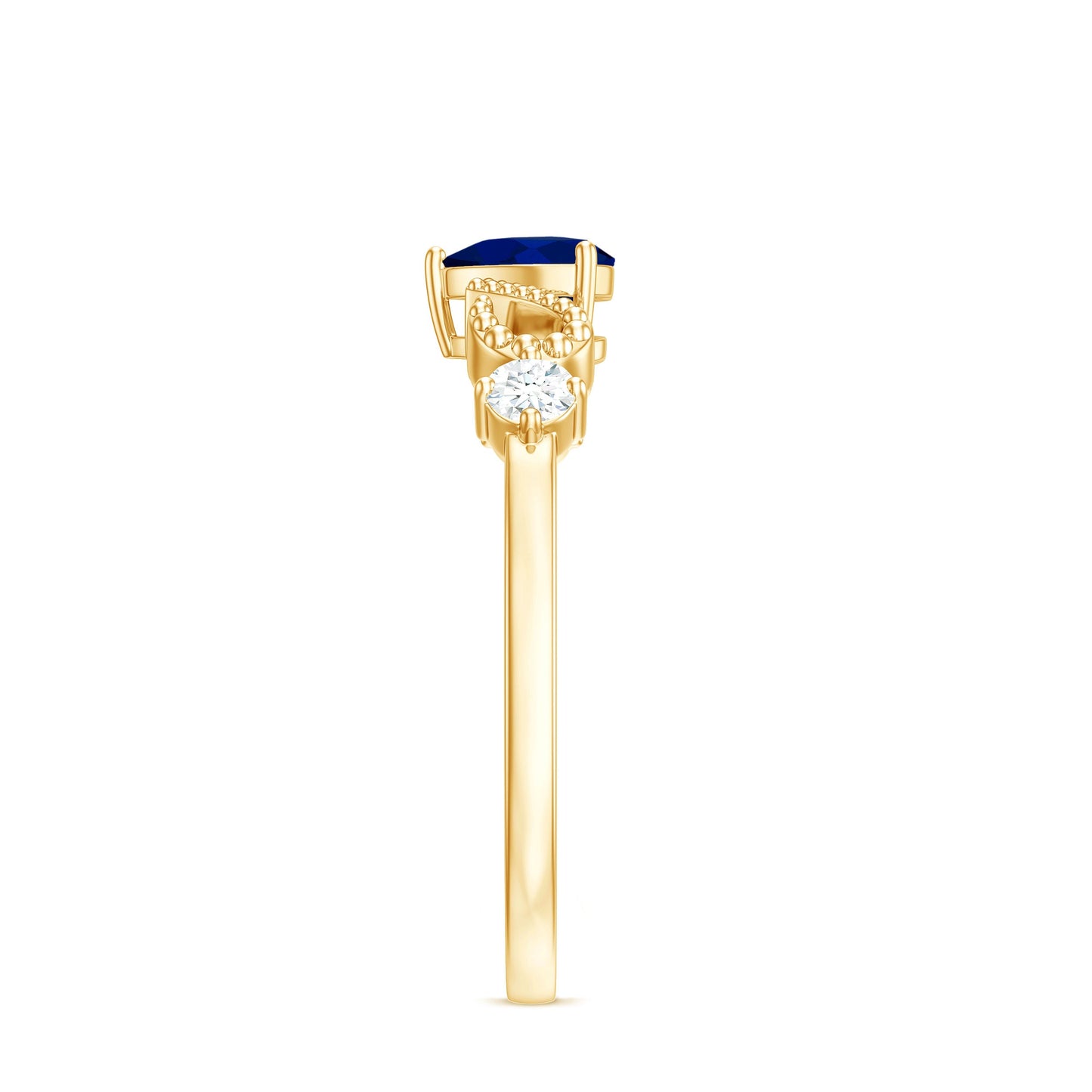 Natural 0.6 Carat Blue Sapphire Heart Promise Ring with Diamond