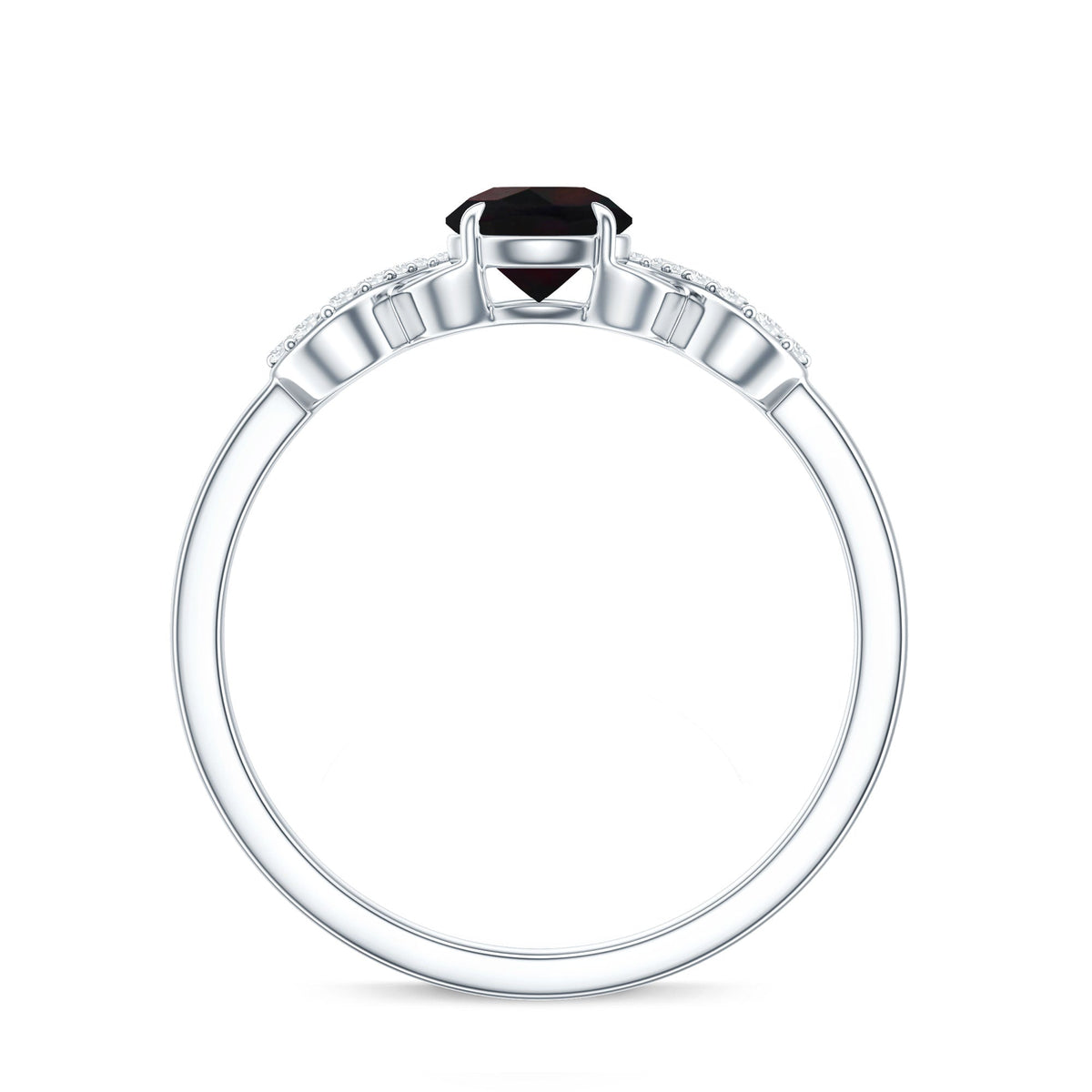 Round Black Opal Criss Cross Promise Ring with Diamond