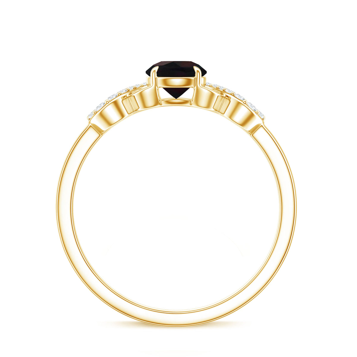 Round Black Opal Criss Cross Promise Ring with Diamond