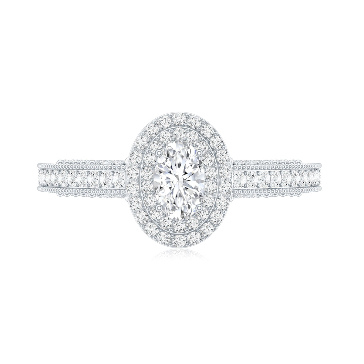 Vintage Inspired Lab Grown Diamond Double Halo Engagement Ring