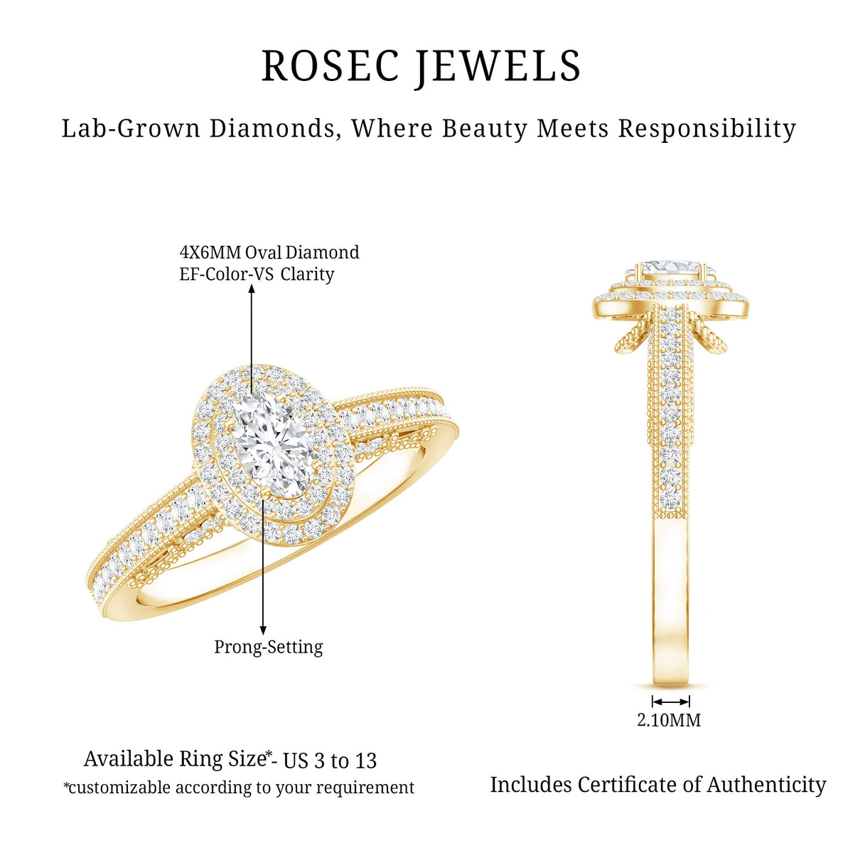Vintage Inspired Lab Grown Diamond Double Halo Engagement Ring