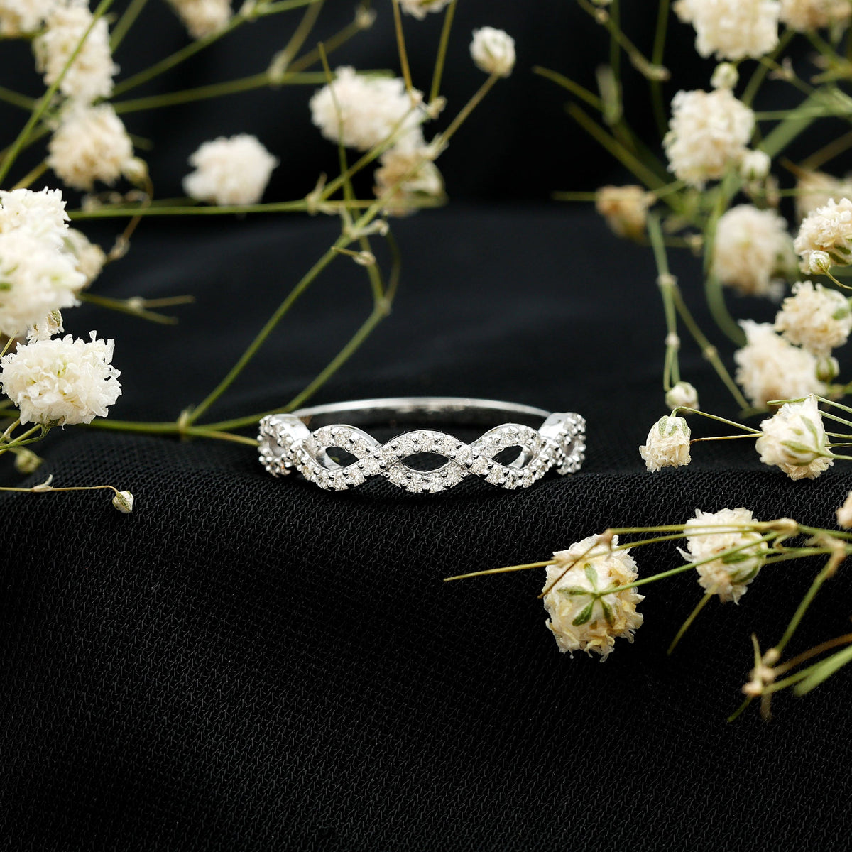 Pave Set Lab Grown Diamond Infinity Wedding Band
