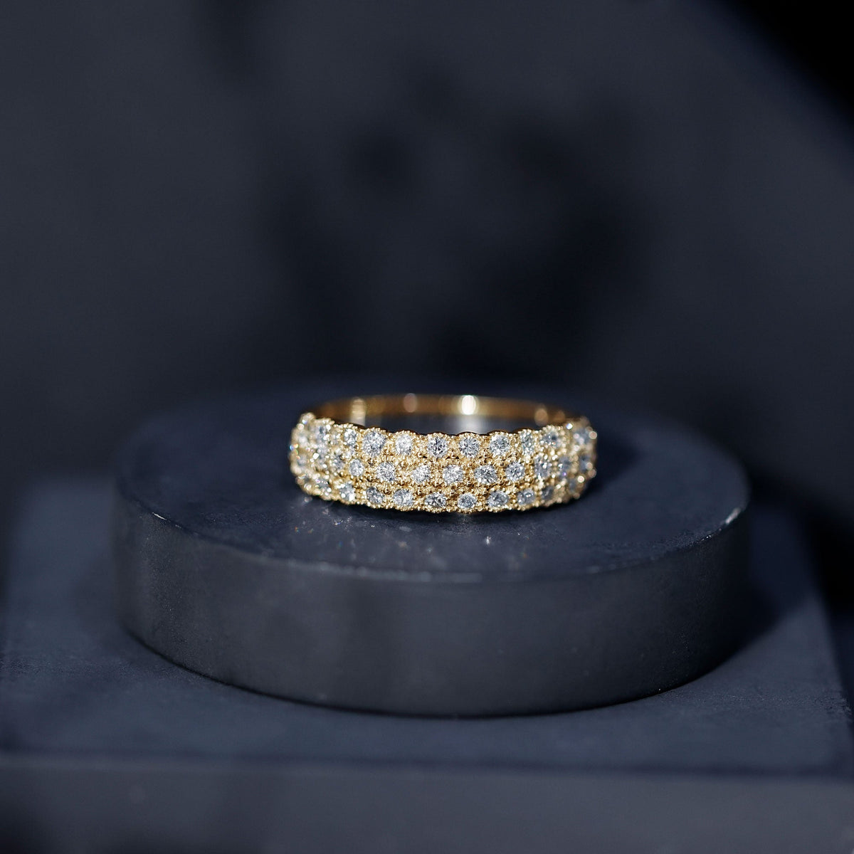 3 Row Lab Grown Diamond Wide Wedding Band with Certificate