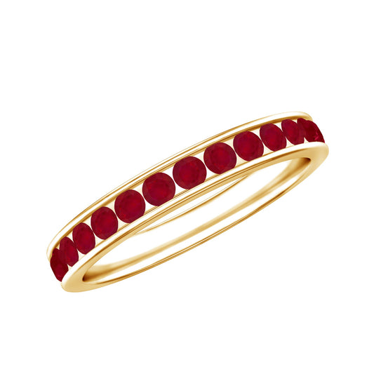 Natural Ruby Half Eternity Anniversary Ring in Channel Set
