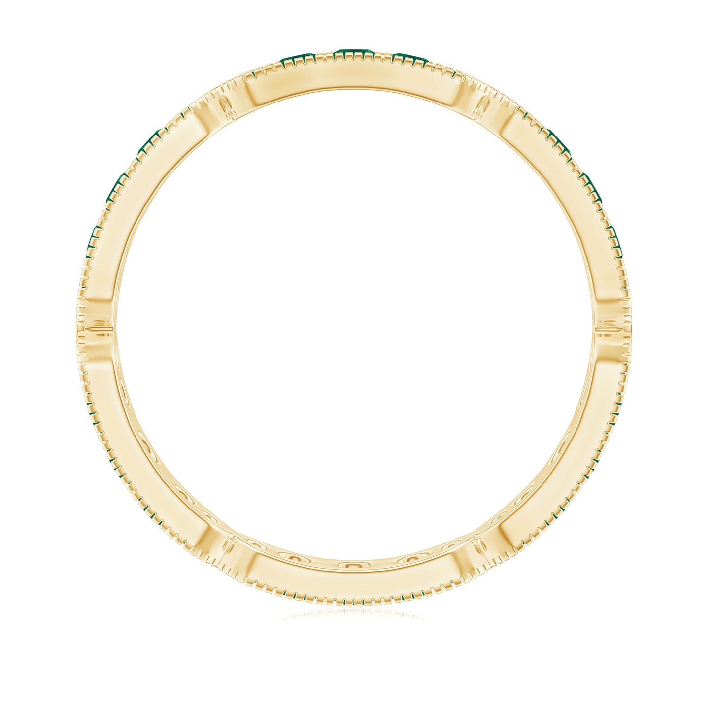 Natural Emerald Eternity Wedding Band with Milgrain Detail