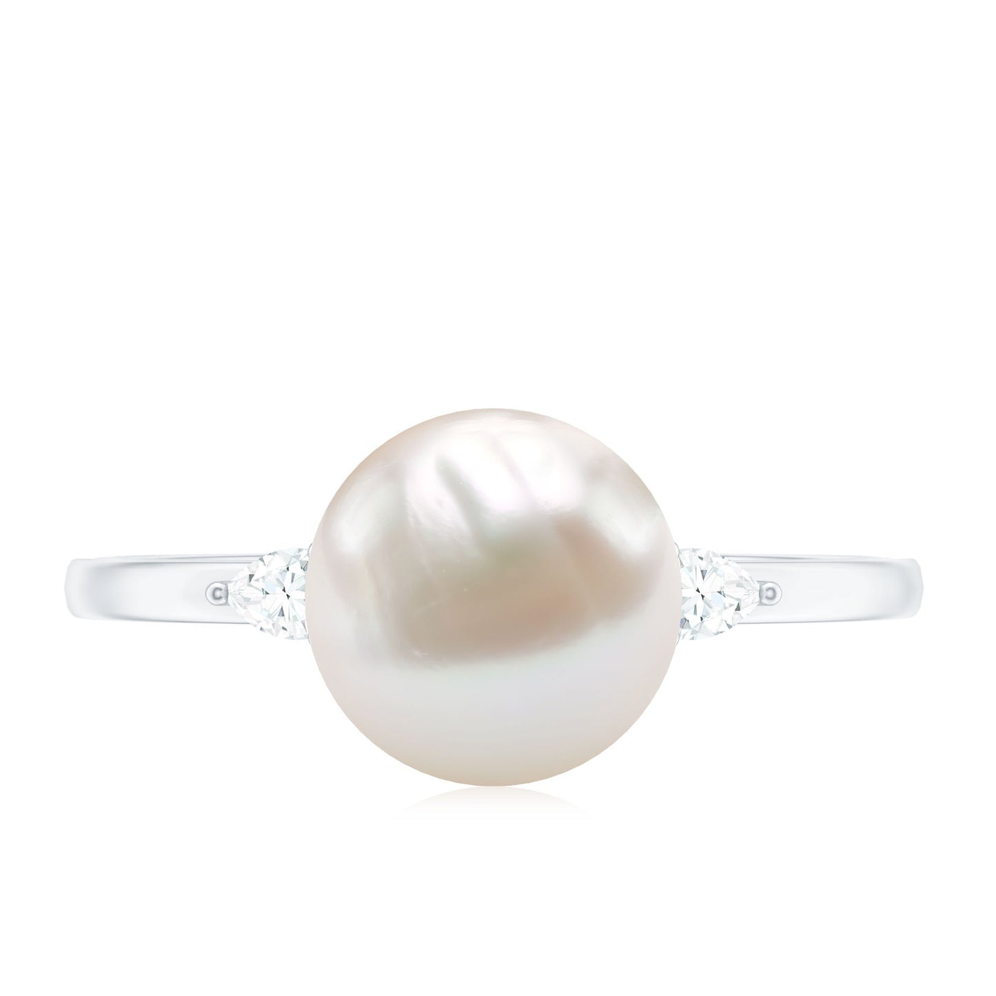 Real 7.48 Carat Freshwater Pearl Solitaire Engagement Ring with Diamond
