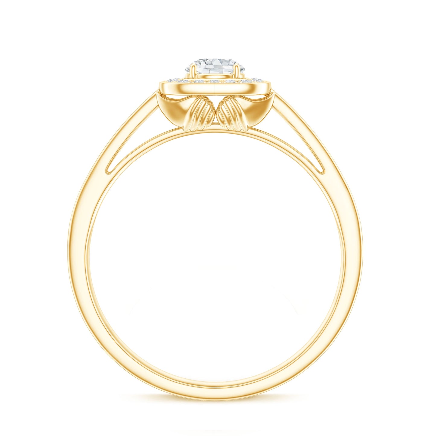 Moissanite Round Halo Engagement Ring with Certificate