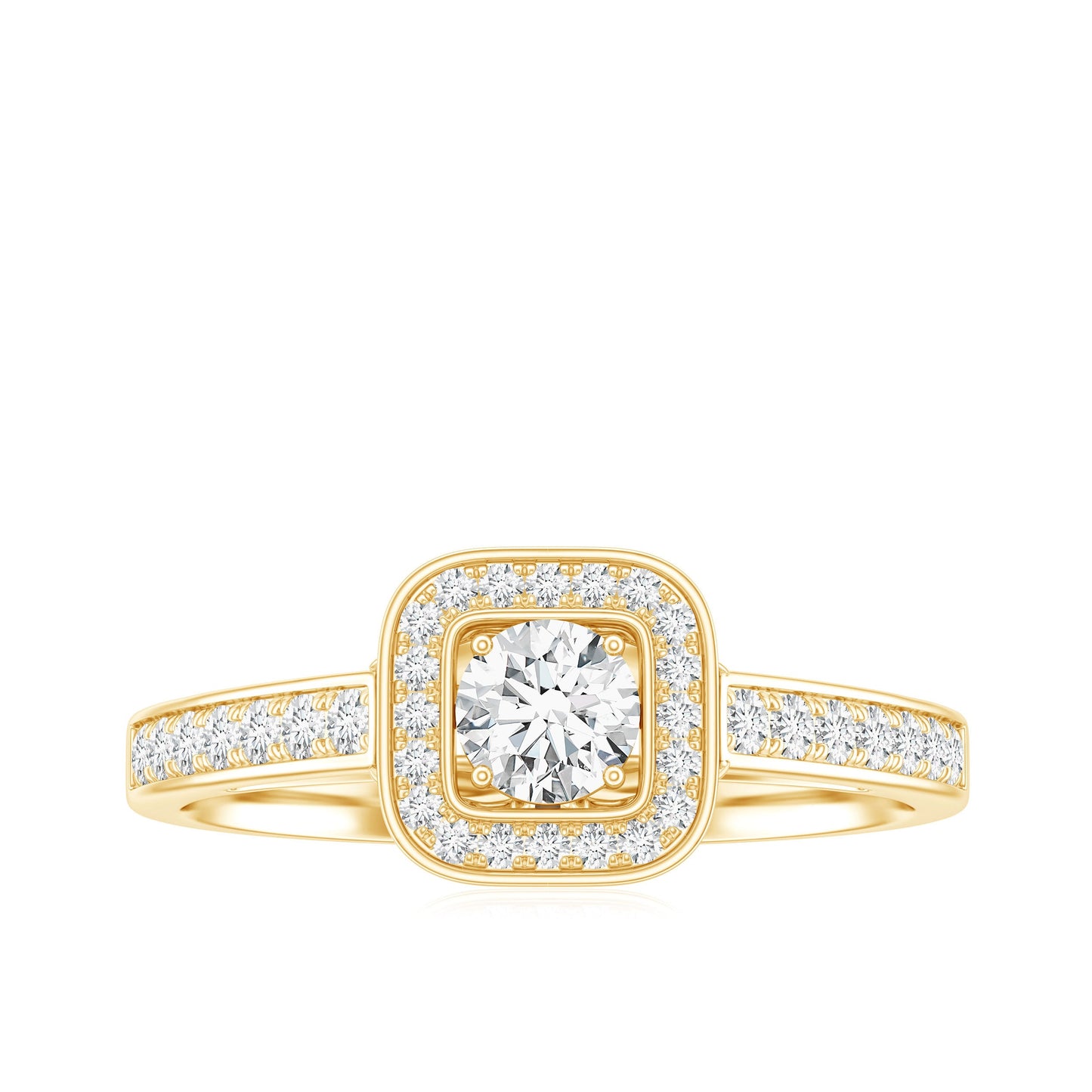 Moissanite Round Halo Engagement Ring with Certificate