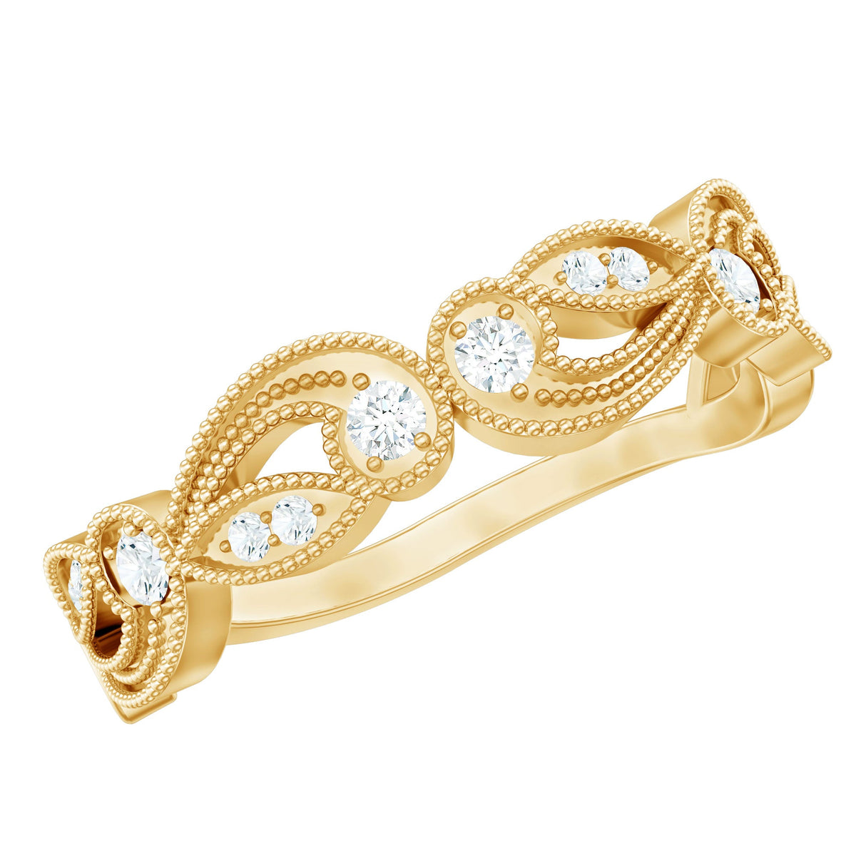 Diamond Band Ring with Milgrain Details