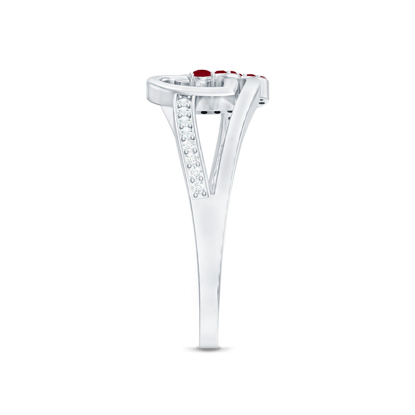 Natural Ruby Diamond Double Heart Promise Ring for Women