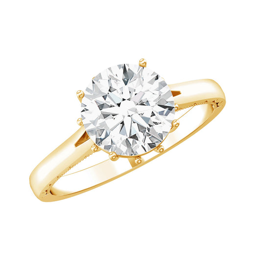 2 Carat Round Cut Moissanite Engagement Ring with Milgrain Detailing