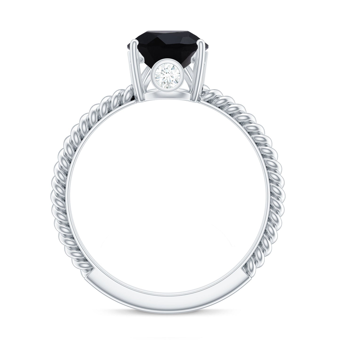 4.8 Carat Lab Grown Black Diamond Pear Shaped Engagement Ring With Surprise White Diamond