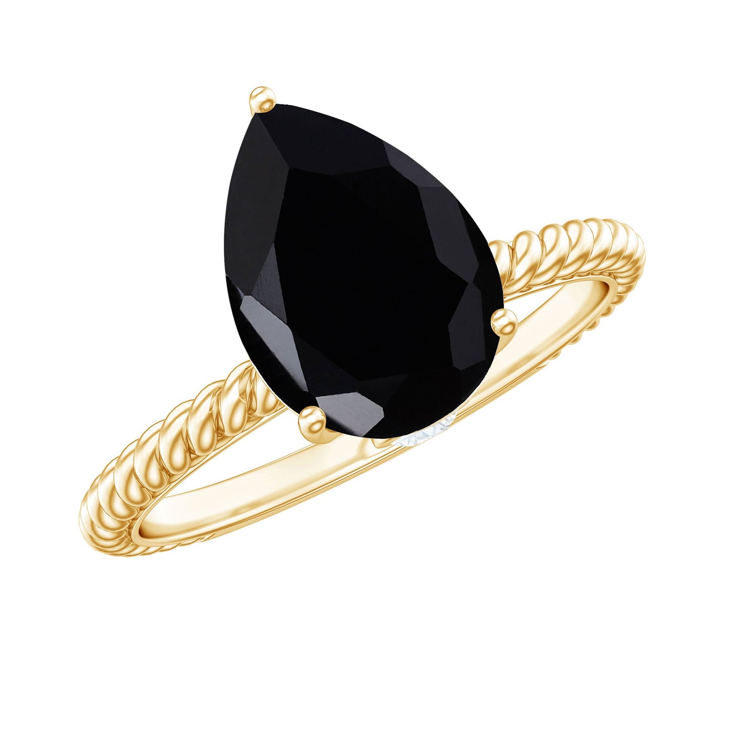 4.8 Carat Lab Grown Black Diamond Pear Shaped Engagement Ring With Surprise White Diamond