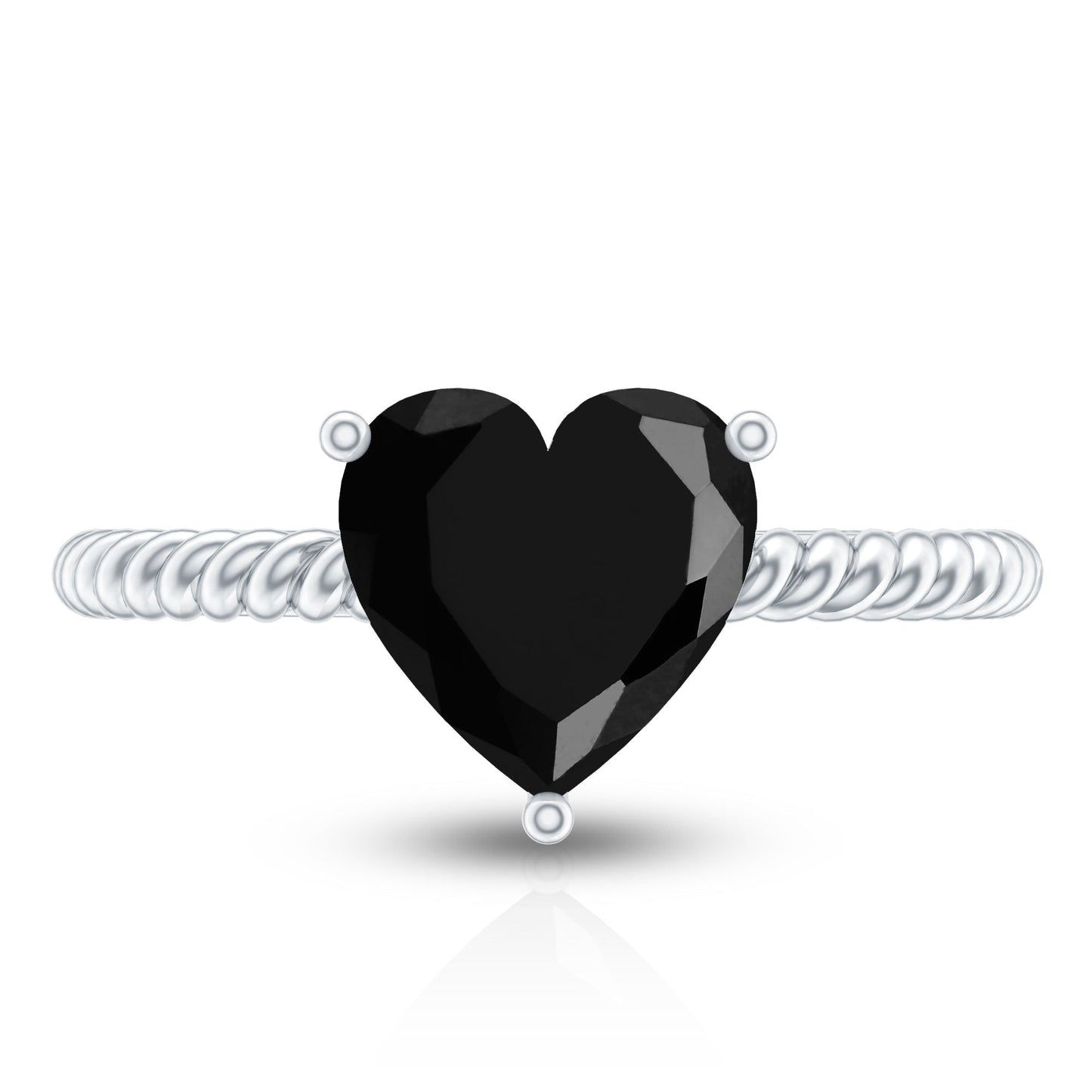 2.4 Carat Lab Grown Black Diamond Heart Engagement Ring for Women