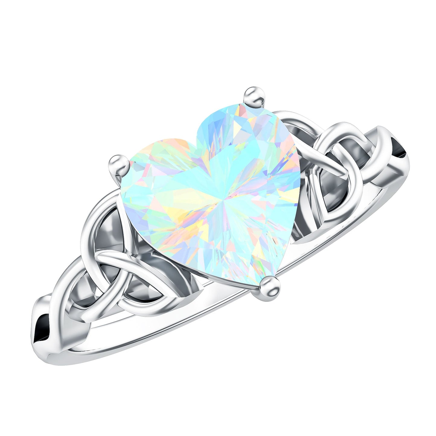 Certified 2 Carat Ethiopian Opal Heart Engagement Ring with Celtic Knot